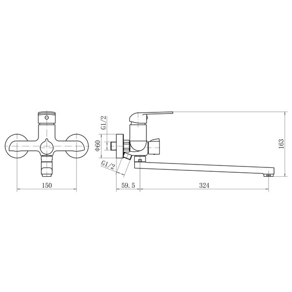 Смеситель для ванны Plstart PD22082, хром