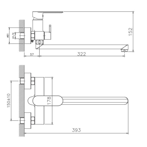 Смеситель для ванны Haiba HB22590-7, черный