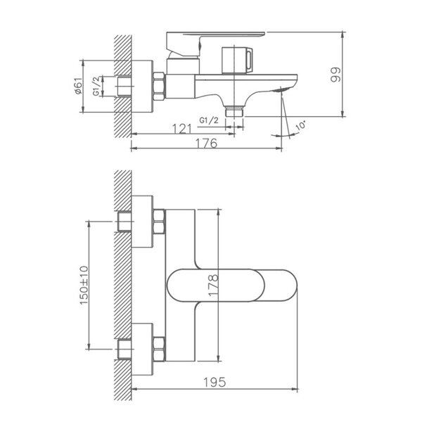 Смеситель для ванны Haiba HB60590-7, черный