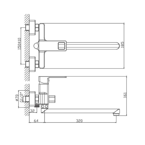 Смеситель для ванны Haiba HB22615-7, черный