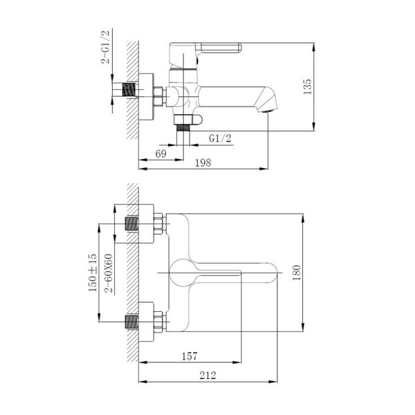 Смеситель для ванны Haiba HB60814-7, черный