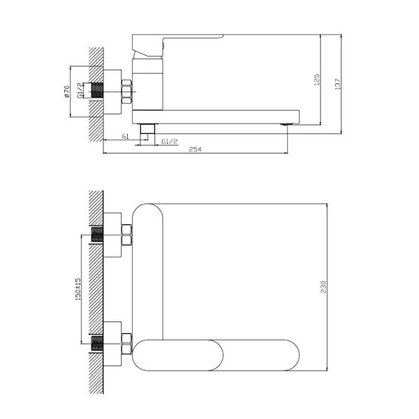 Смеситель для ванны Haiba HB61590-7, черный