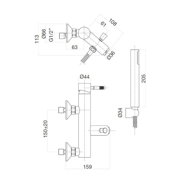 Смеситель для ванны Webert Rimini RI850101560, черный