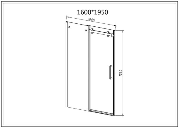 Душевая дверь Vincea Комо-Н (Como-N) VDS-4CN160CLB 160x195 см, профиль черный матовый. Размер регулировки 1590-1610 мм