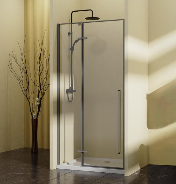 Душевая дверь Vincea Слим-Н (Slim-N) VDPH-5SN900CLGM 90x195 см, профиль вороненая сталь. Размер регулировки 890-920 мм