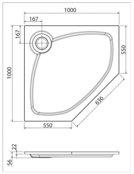 Душевой поддон Cezares TRAY-S-P-100-56-W 100х100 см