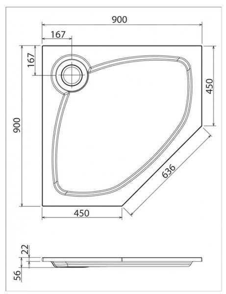 Душевой поддон Cezares TRAY-S-P-90-56-W 90х90 см