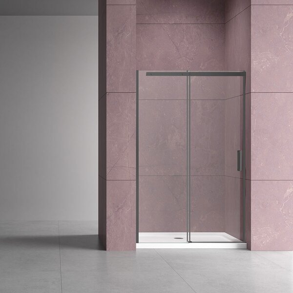 Душевая дверь Vincea Дайс (Dice) VDS-4D120CLGM 120x200 см, профиль вороненая сталь. Размер регулировки 1180-1200 мм