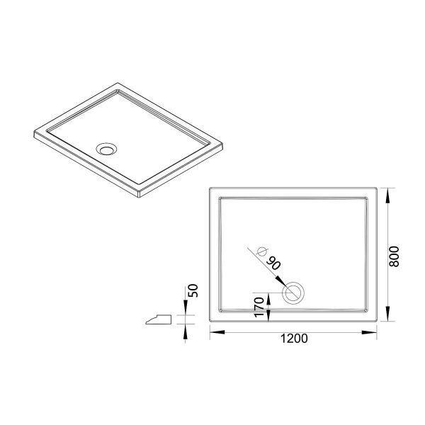 Поддон для душа акриловый Vincea VST-5AR-8012, 1200*800*50