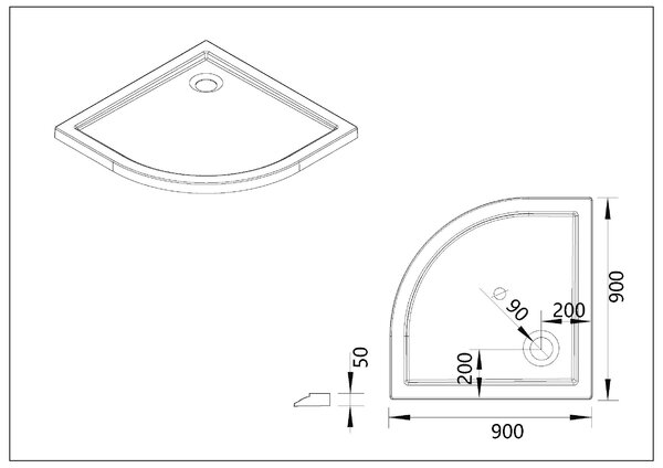 Поддон для душа акриловый Vincea VST-5AQ-9090, 900*900*50