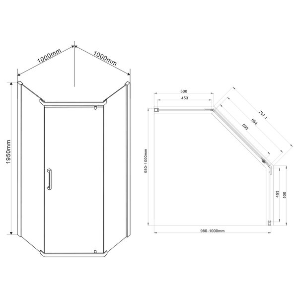 Душевой уголок Vincea Stresa VSP-1S100CLG, 1000*1000, брашированное золото, стекло прозрачное