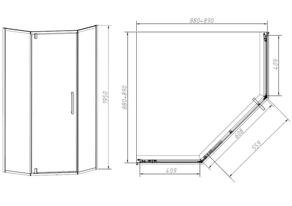 Душевой уголок Vincea Slim-N VSP-4SN900CLGM, 900*900, вороненая сталь, стекло прозрачное