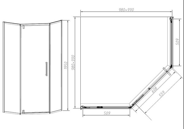 Душевой уголок Vincea Slim-N VSP-4SN100CLGM, 1000*1000, вороненая сталь, стекло прозрачное
