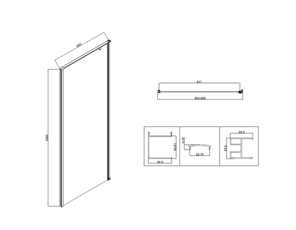 Душевой уголок Vincea Slim-N VSR-5SN9010CLB, 1000*900, черный, стекло прозрачное
