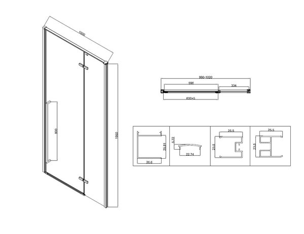 Душевой уголок Vincea Slim-N VSR-5SN9010CL, 1000*900, хром, стекло прозрачное
