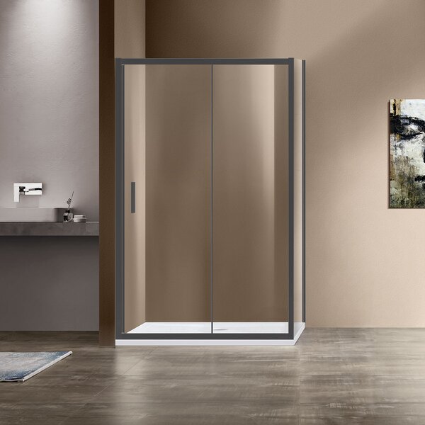 Душевой уголок Vincea Garda VSR-1G8015CLGM, 1500*800, вороненая сталь, стекло прозрачное