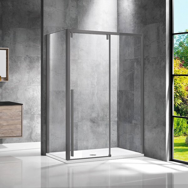 Душевой уголок Vincea Lugano VSR-1L1013CLGM-1 1300*1000, вороненая сталь, стекло прозрачное