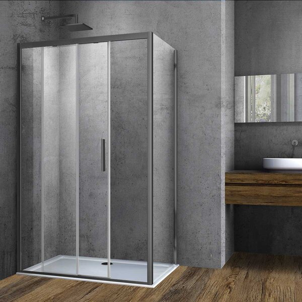Душевой уголок Vincea Soft VSR-3SO9014CLGM, 1400*900, вороненая сталь, стекло прозрачное