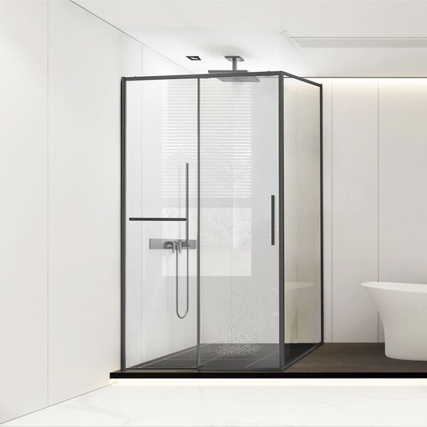 Душевой уголок Vincea Slim Soft VSR-1SS8014CLGM, 1400*800, вороненая сталь, стекло прозрачное