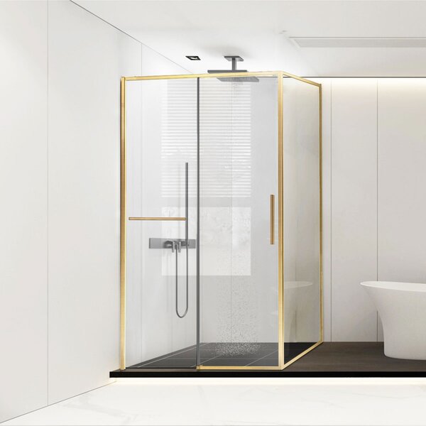 Душевой уголок Vincea Slim Soft VSR-1SS1011CLG, 1100*1000, брашированное золото, стекло прозрачное