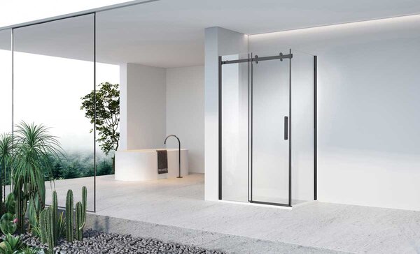 Душевой уголок Vincea Como-N VSR-4CN8016CLB, 1600*800, черный, стекло прозрачное