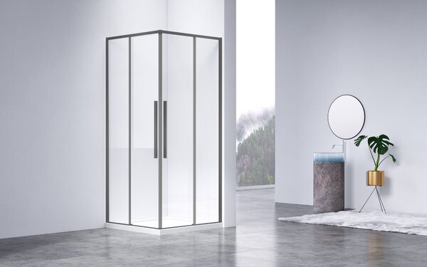 Душевой уголок Vincea Slim-N VSS-4SN900CLGM, 900*900, вороненая сталь, стекло прозрачное