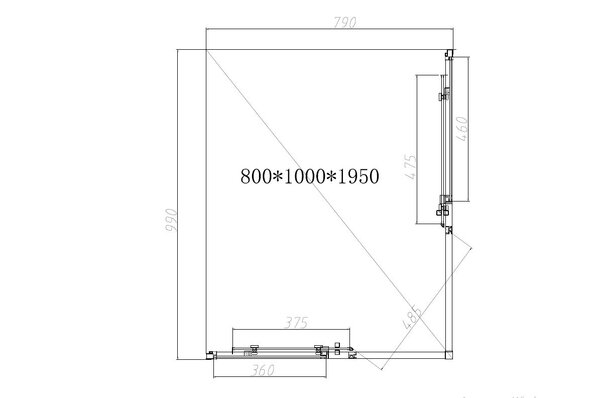 Душевой уголок Vincea Slim-N VSS-4SN8010CLGM, 1000*800, вороненая сталь, стекло прозрачное