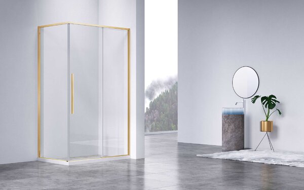 Душевой уголок Vincea Slim-N VSR-4SN8011CLG, 1100*800, брашированное золото, стекло прозрачное