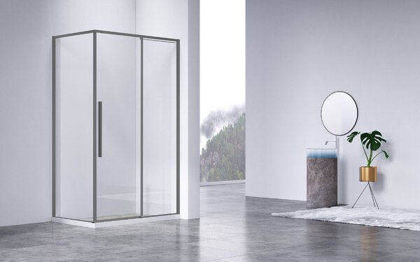 Душевой уголок Vincea Slim-N VSR-4SN9014CLGM, 1400*900, вороненая сталь, стекло прозрачное