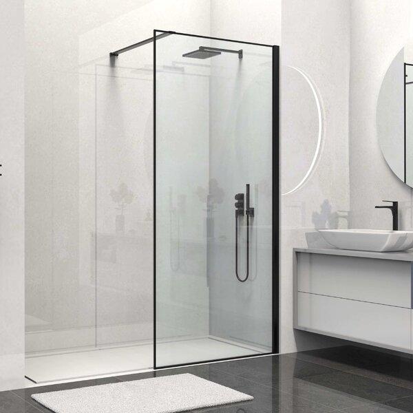 Душевая перегородка Vincea Walk-In VSW-1HS100CLB, 1000*2000, черный матовый, стекло прозрачное