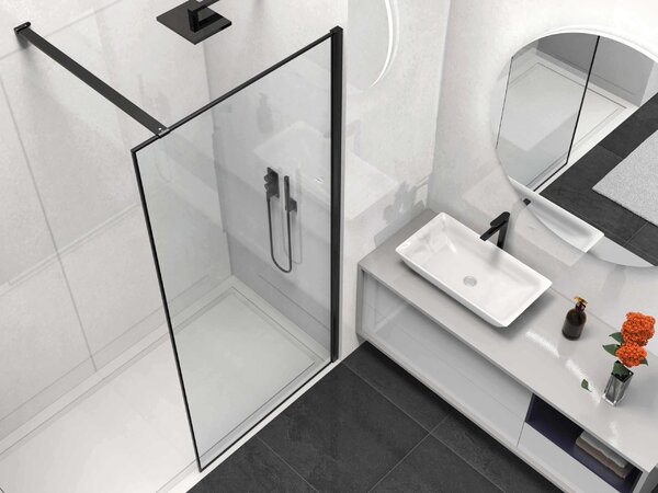Душевая перегородка Vincea Walk-In VSW-1HS900CLB, 900*2000, черный матовый, стекло прозрачное
