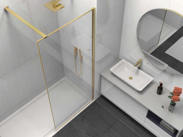 Душевая перегородка Vincea Walk-In VSW-1HS900CLG, 900*2000, брашированное золото, стекло прозрачное