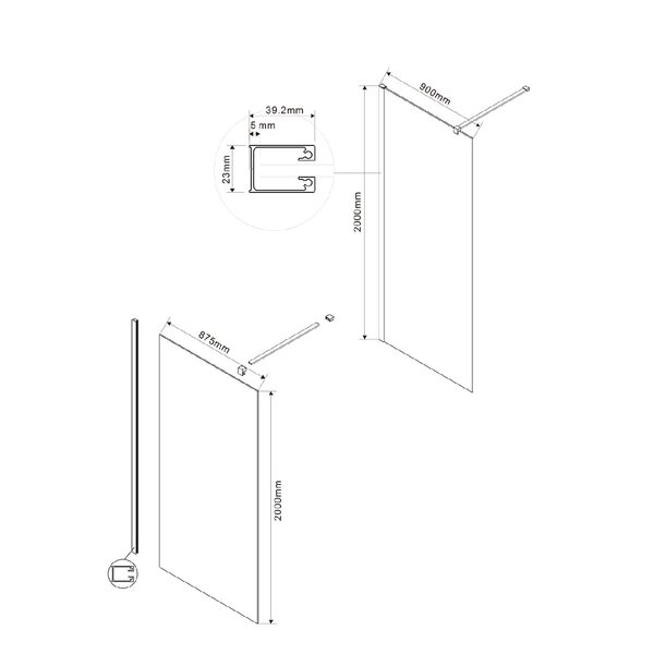 Душевая перегородка Vincea Walk-In VSW-1H900MRG, 900*2000, матовый золотой, стекло зеркальное