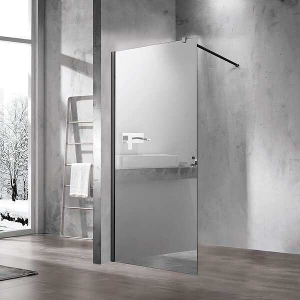 Душевая перегородка Vincea Walk-In VSW-1H100MRB, 1000*2000, черный, стекло зеркальное