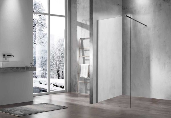 Душевая перегородка Vincea Walk-In VSW-1H110CLGM, 1100*2000, вороненая сталь, стекло прозрачное