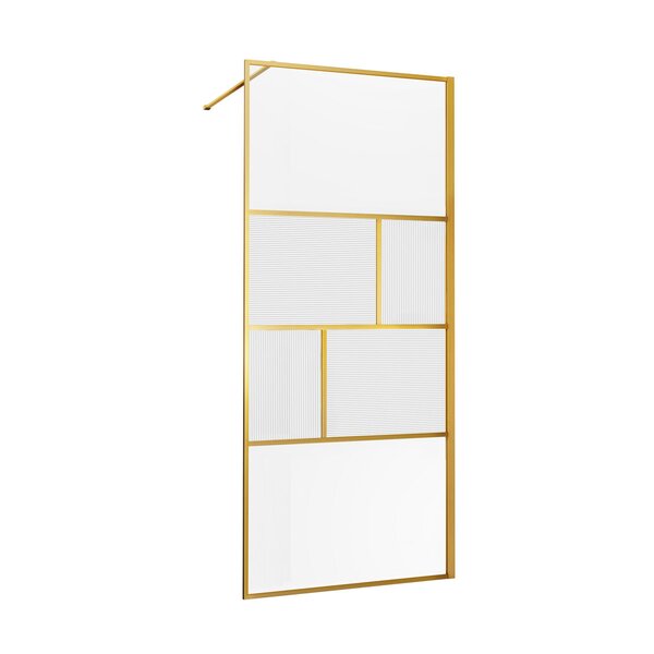 Душевая перегородка Vincea Walk-In VSW-1HC100CFBG, 1000*2000, браш. золото, стекло прозрачное/рифленое