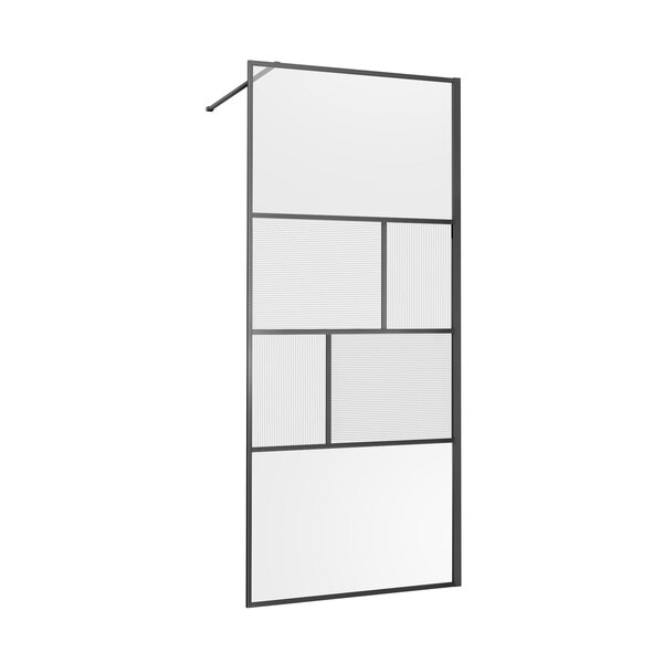 Душевая перегородка Vincea Walk-In VSW-1HC900CFGM, 900*2000, вороненая сталь, стекло прозрачное/рифленое