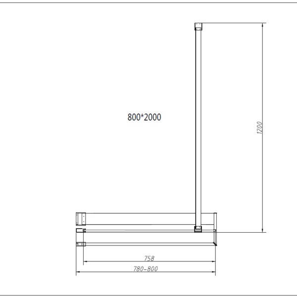Душевая перегородка Vincea Walk-In HR VSW-4HR800CGB, 800*2000, черный, стекло тонированное