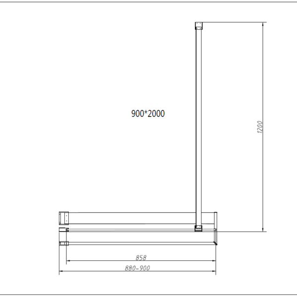 Душевая перегородка Vincea Walk-In HR VSW-4HR900CGB, 900*2000, черный, стекло тонированное