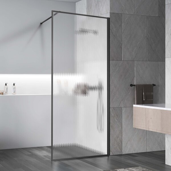 Душевая перегородка Vincea Walk-In VSW-1HP100FLGM, 1000*2000, вороненая сталь, стекло рифленое