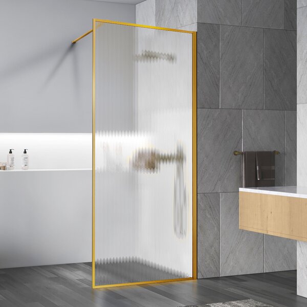 Душевая перегородка Vincea Walk-In VSW-1HP110FLBG, 1100*2000, брашированное золото, стекло рифленое