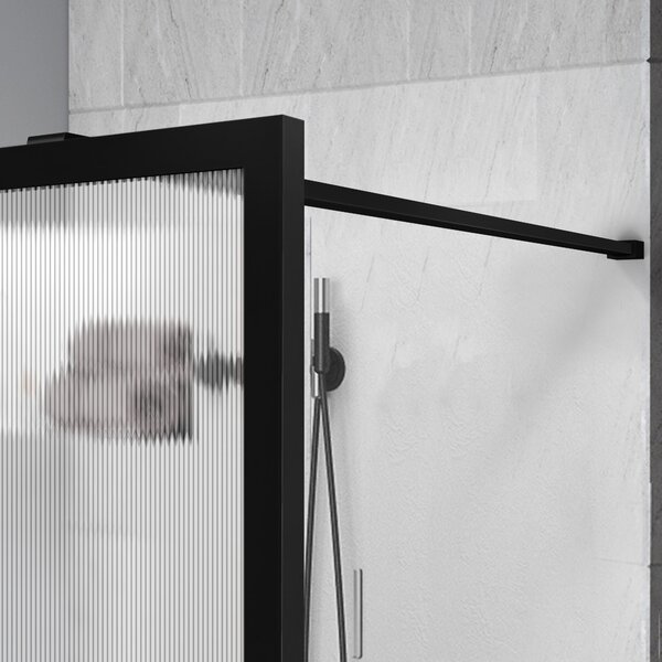 Душевая перегородка Vincea Walk-In VSW-1HP110FLB, 1100*2000, черный, стекло рифленое