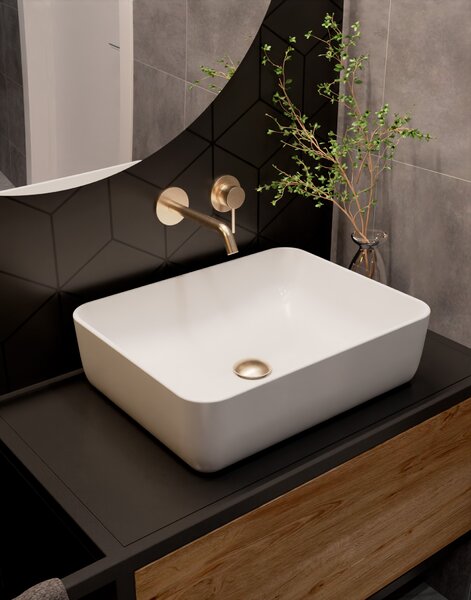 AQUAme AQM 6215BG Siena Смеситель для раковины настенный на 2 отв. 180мм, внутр монтаж в компл., Brushed gold
