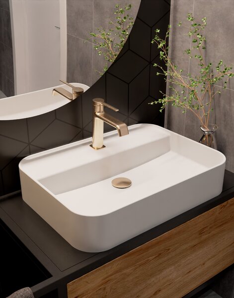 AQUAme AQM6410BG Asti Смеситель для раковины однорычажный, Brushed gold