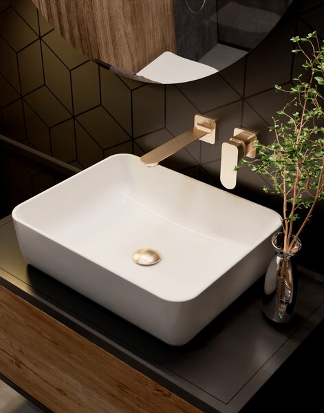 AQUAme AQM6315BG Monza Смеситель для раковины настенный на 2 отв., внутр монтаж в компл., Brushed gold