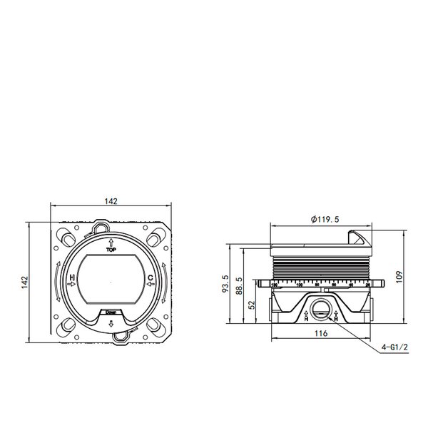 AQUAme AQM8801CR Встраиваемый термостат с регулировкой напора на 2 потр., хром