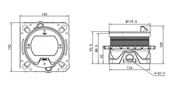 AQUAme AQM8801MB Встраиваемый термостат с регулировкой напора на 2 потр., Черный