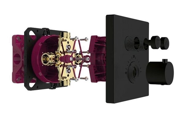 AQUAme AQM8801MB Встраиваемый термостат с регулировкой напора на 2 потр., Черный