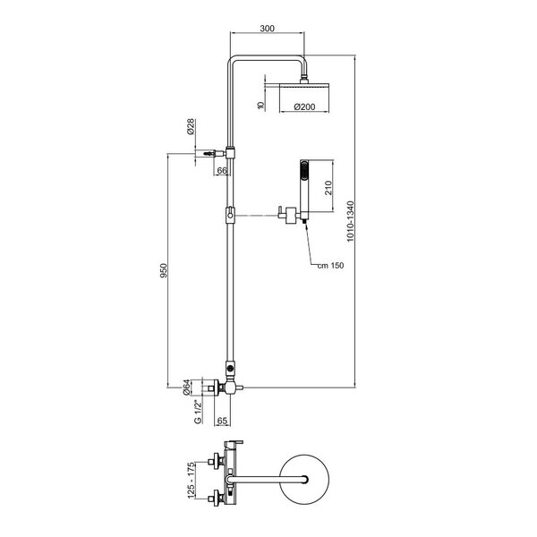 Душевая система Webert Azeta AZ870105015PVC, хром