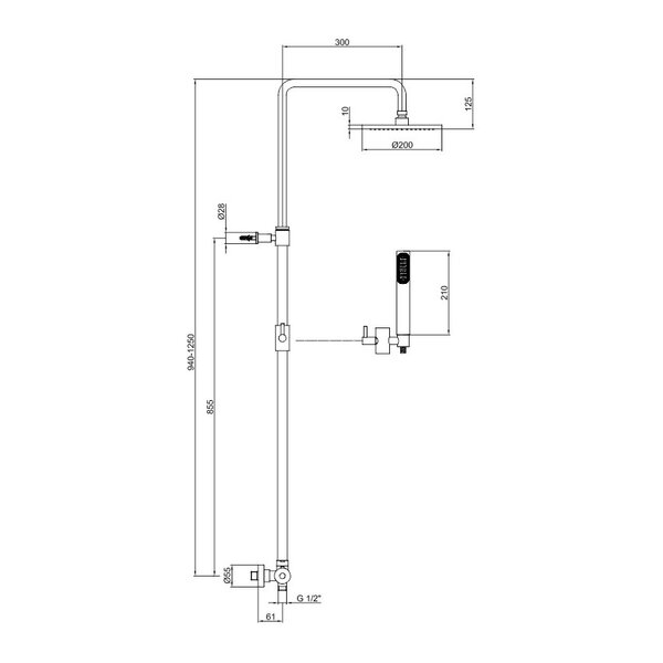 Душевая система с термостатом Webert Elio EL980507015METAL, хром